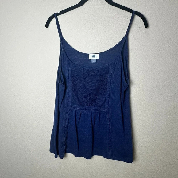 OLD NAVY Lace Trim Bodice Knit Tank Top Navy Blue - size medium - Picture 3 of 5